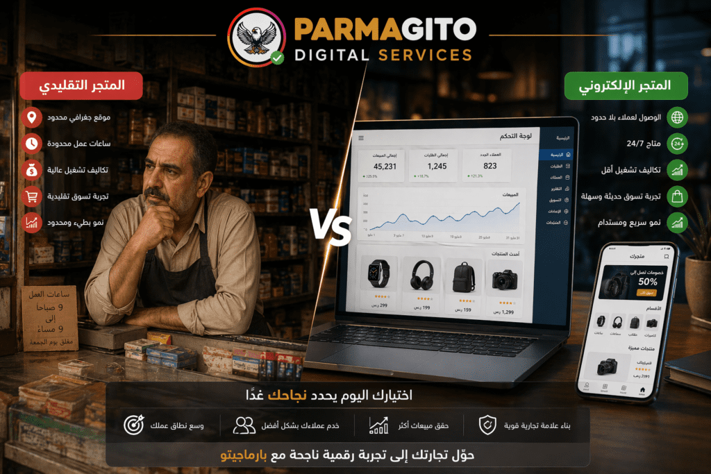 مقارنة بين متجر تقليدي ومتجر إلكتروني