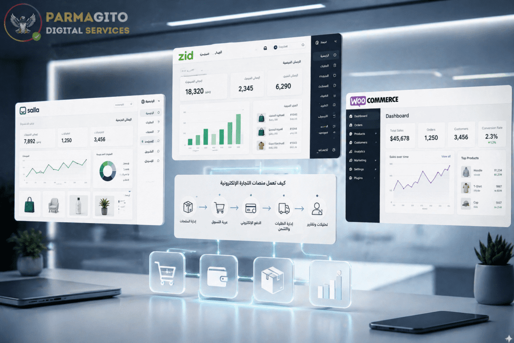 عرض رقمي لمنصات التجارة الإلكترونية ولوحات التحكم المختلفة