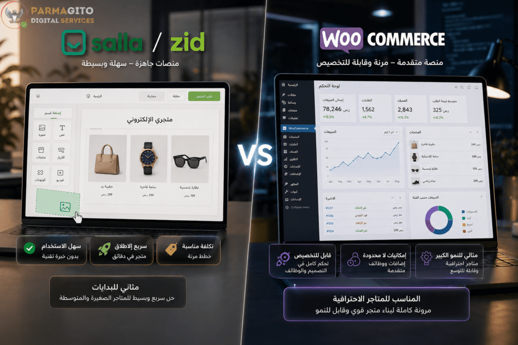 مقارنة بين المنصات البسيطة والمتقدمة في التجارة الإلكترونية