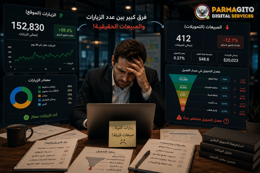 الفرق بين زيارات الموقع وتحويلات المبيعات الحقيقية