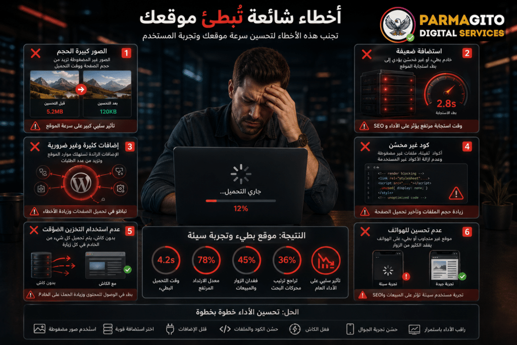 أخطاء شائعة تؤدي إلى بطء المواقع