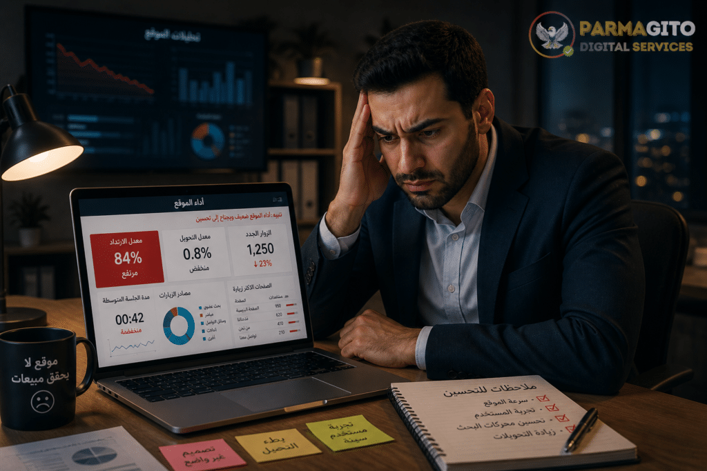 صاحب عمل يشعر بالإحباط بسبب ضعف أداء الموقع