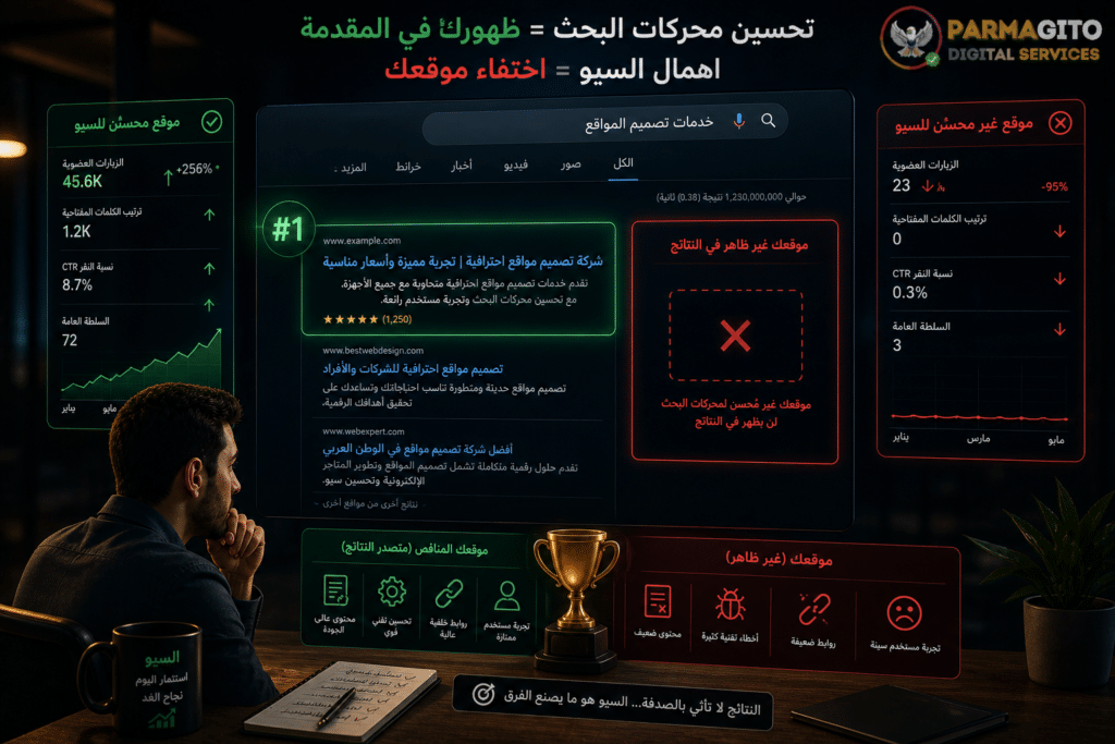 مقارنة ترتيب موقعين في نتائج البحث