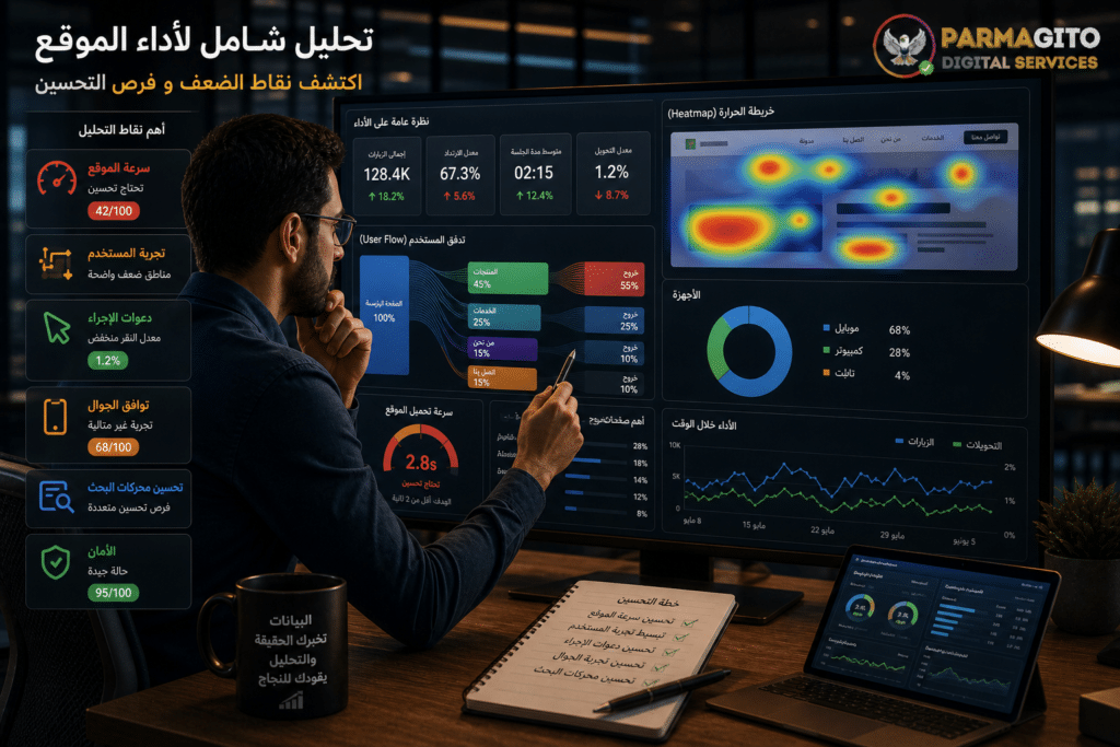 تحليل بيانات أداء الموقع