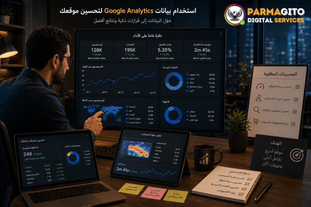 لوحة تقارير Google Analytics وتحليل حركة الزوار المتقدمة