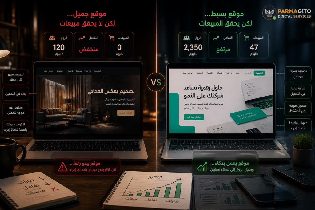 مقارنة بين موقع جميل وموقع يحقق مبيعات