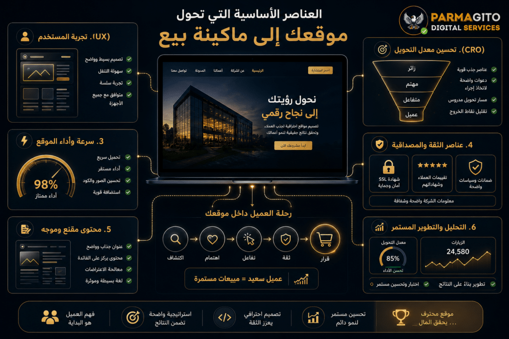العناصر الأساسية لموقع عالي التحويل
