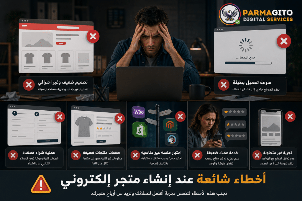 أخطاء شائعة عند إنشاء متجر إلكتروني