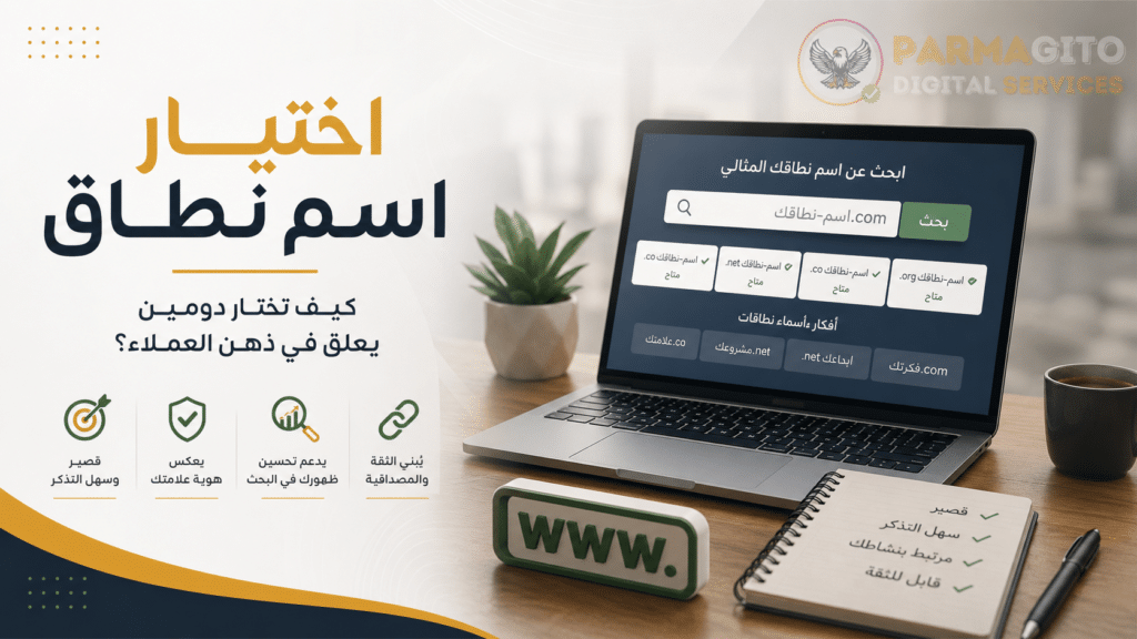 تصميم عربي يوضح حماية موقعك من الاختراق مع رموز الأمان والدرع والقفل وشعار بارماجيتو