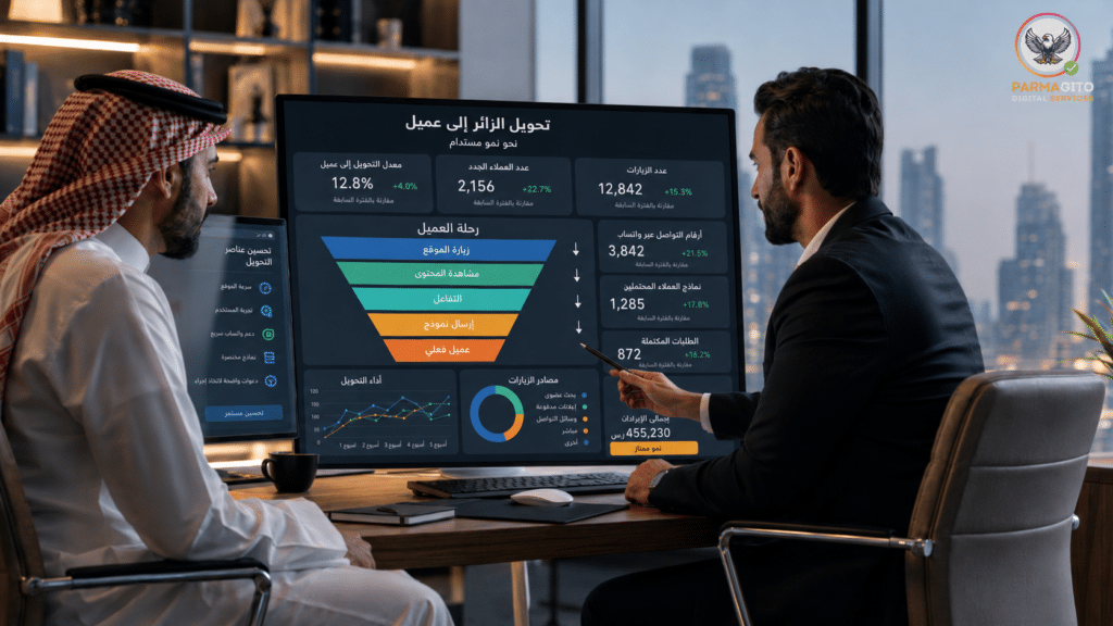 تحويل زوار الموقع إلى عملاء من خلال تحسين معدل التحويل.