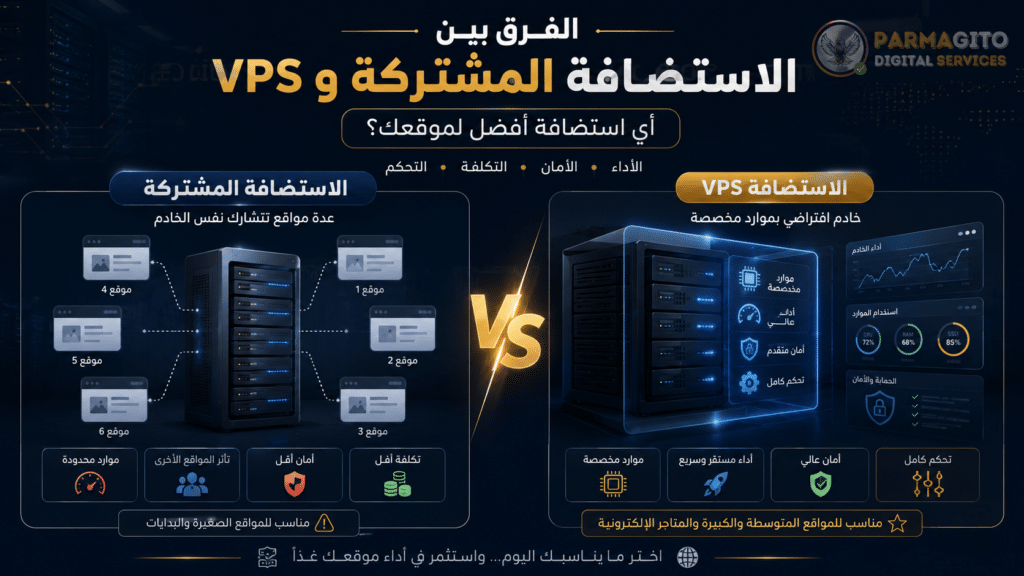 مقارنة بين الاستضافة المشتركة و VPS لاختيار أفضل استضافة للموقع